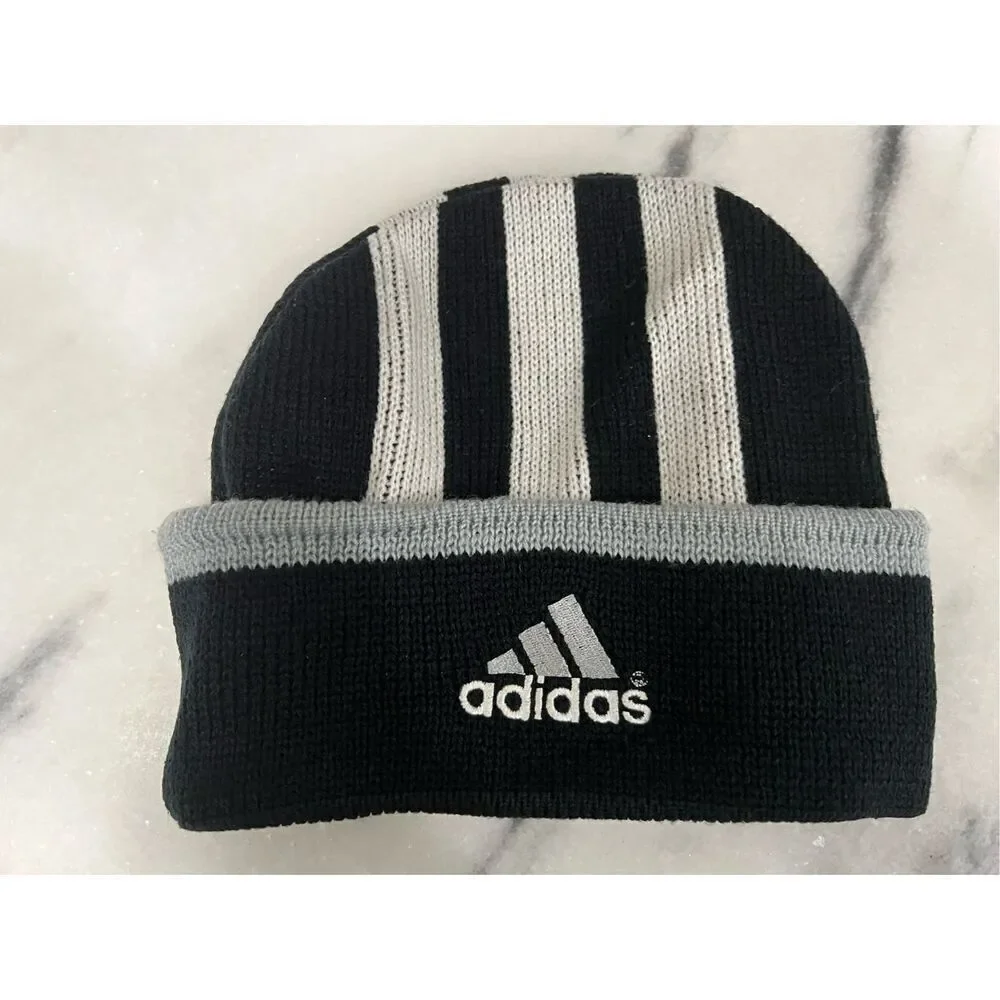 Vintage Adidas one color Logo Black and White Beanie